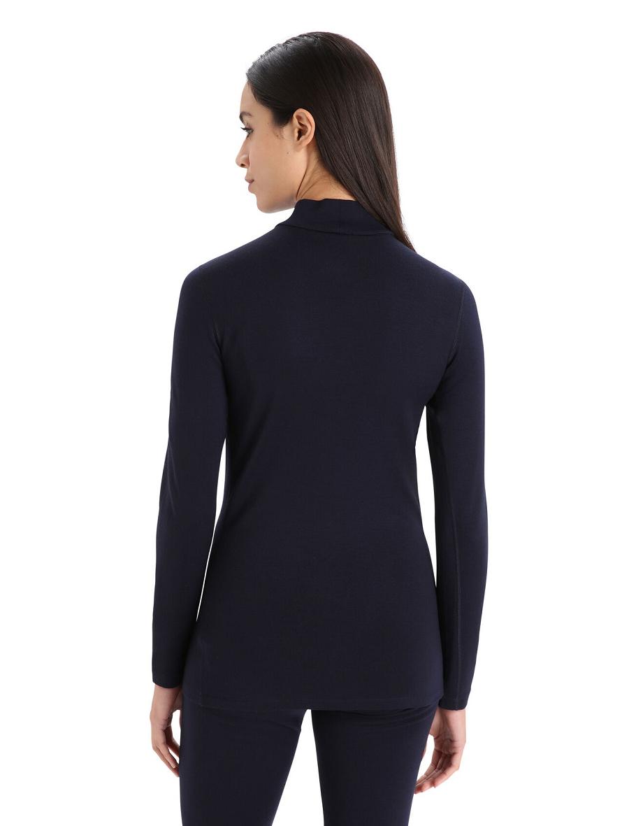 Base Layers Icebreaker Merino 260 Tech Long Sleeve Turtleneck Damskie Granatowe | PL 1120FDNM